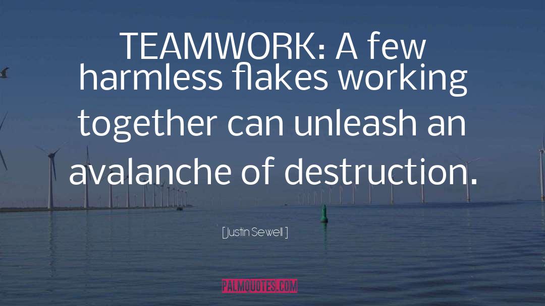 Justin Sewell Quotes: TEAMWORK: A few harmless flakes