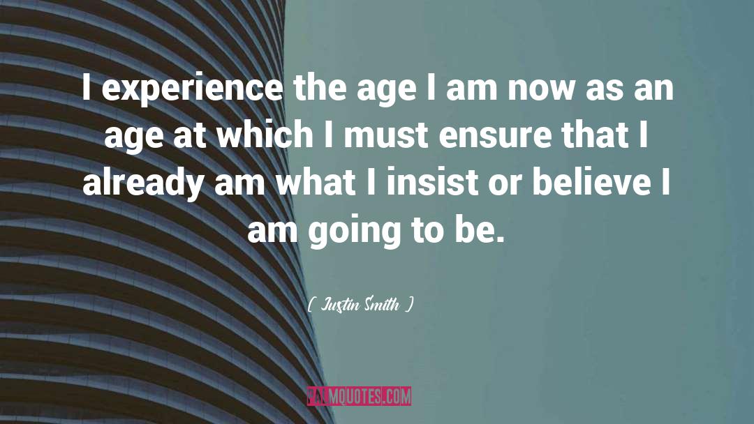 Justin Smith Quotes: I experience the age I