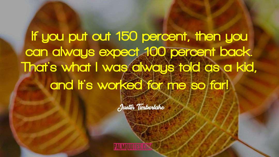 Justin Timberlake Quotes: If you put out 150