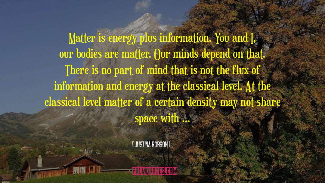 Justina Robson Quotes: Matter is energy plus information.