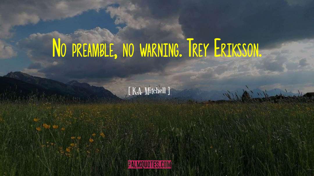 K.A. Mitchell Quotes: No preamble, no warning. Trey