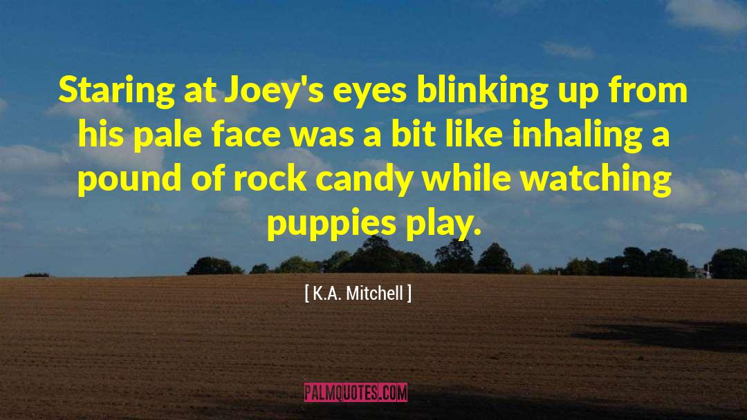 K.A. Mitchell Quotes: Staring at Joey's eyes blinking
