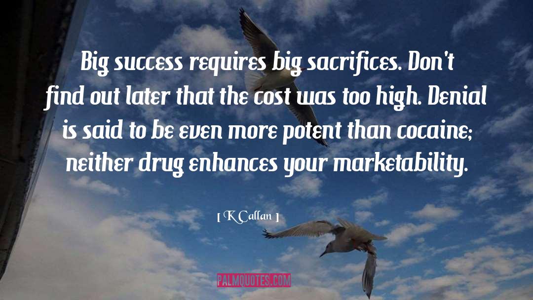K Callan Quotes: Big success requires big sacrifices.