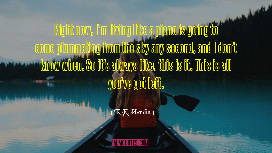 K.K. Hendin Quotes: Right now, I'm living like