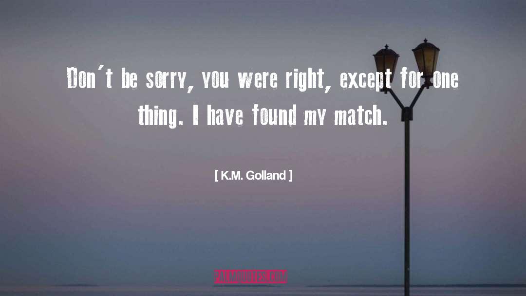 K.M. Golland Quotes: Don't be sorry, you were