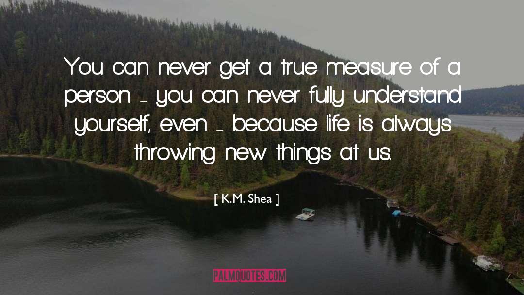 K.M. Shea Quotes: You can never get a