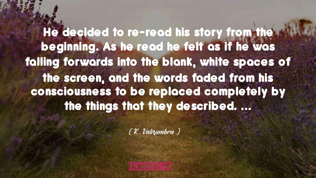 K. Valisumbra Quotes: He decided to re-read his