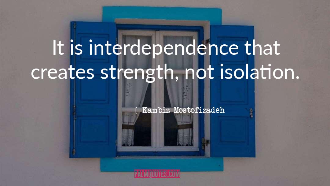 Kambiz Mostofizadeh Quotes: It is interdependence that creates