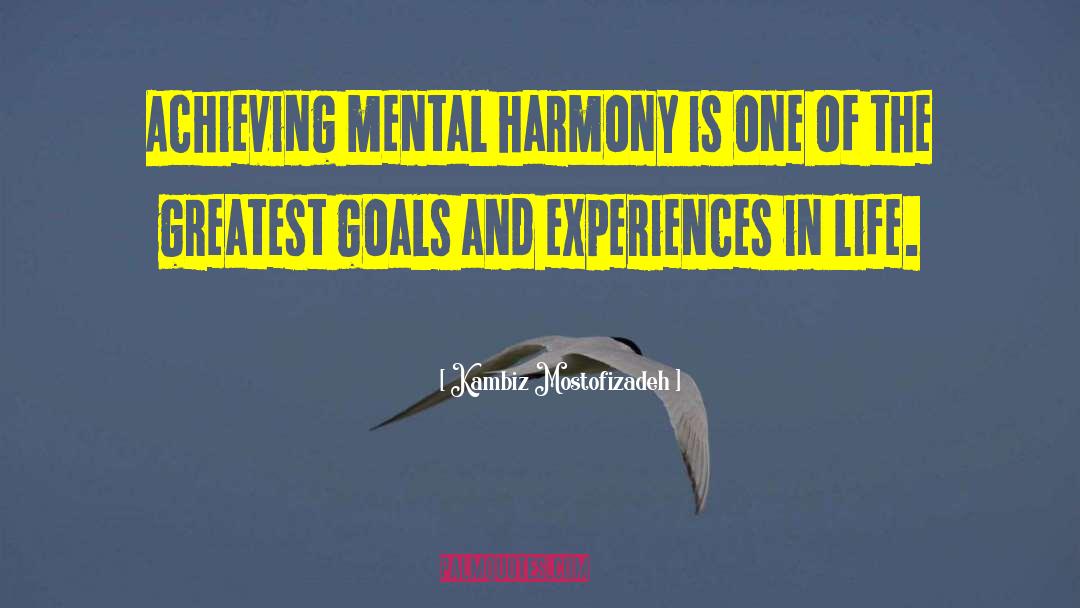 Kambiz Mostofizadeh Quotes: Achieving mental harmony is one