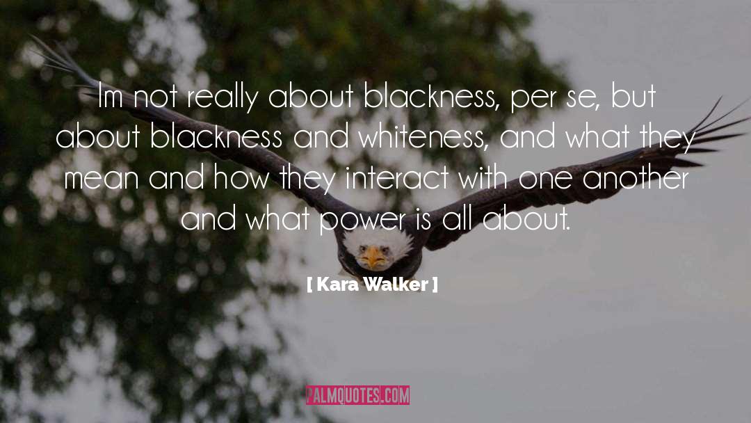 Kara Walker Quotes: Im not really about blackness,