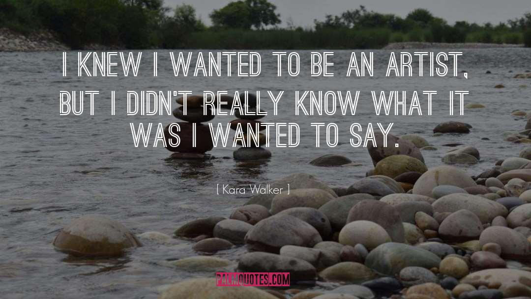 Kara Walker Quotes: I knew I wanted to