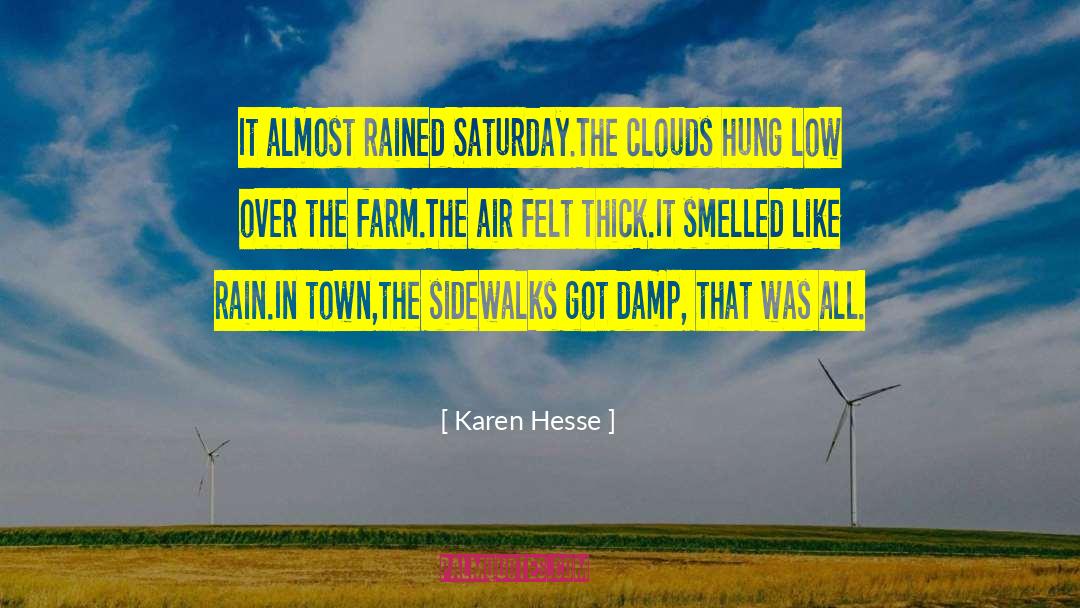 Karen Hesse Quotes: It almost rained Saturday.The clouds