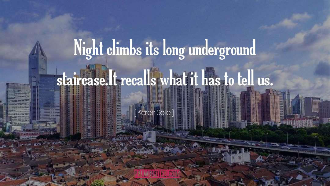 Karen Solie Quotes: Night climbs its long underground