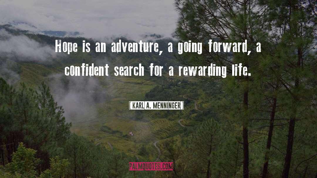 Karl A. Menninger Quotes: Hope is an adventure, a