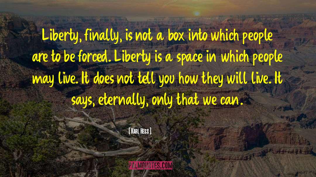 Karl Hess Quotes: Liberty, finally, is not a