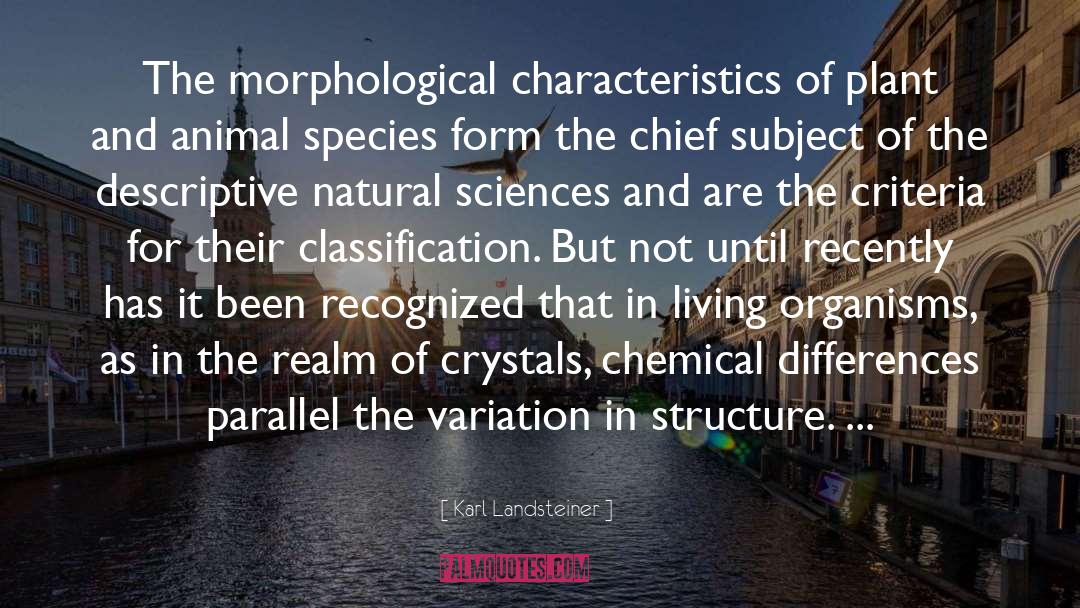 Karl Landsteiner Quotes: The morphological characteristics of plant