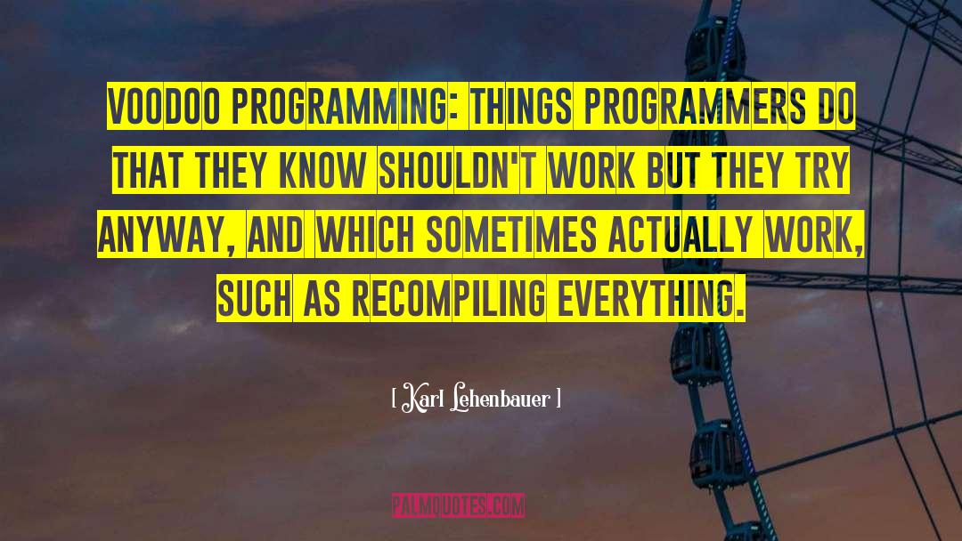 Karl Lehenbauer Quotes: Voodoo Programming: Things programmers do