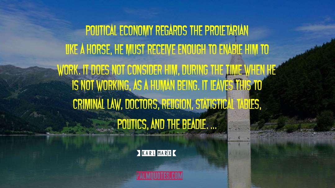 Karl Marx Quotes: Political economy regards the proletarian