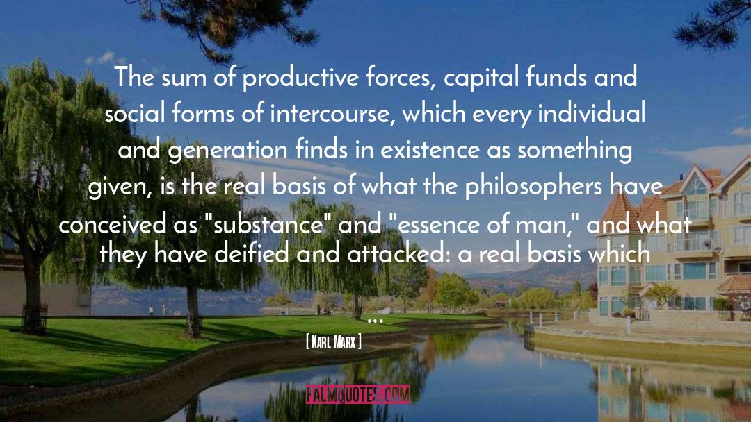 Karl Marx Quotes: The sum of productive forces,