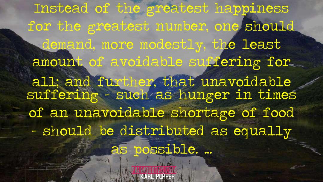 Karl Popper Quotes: Instead of the greatest happiness