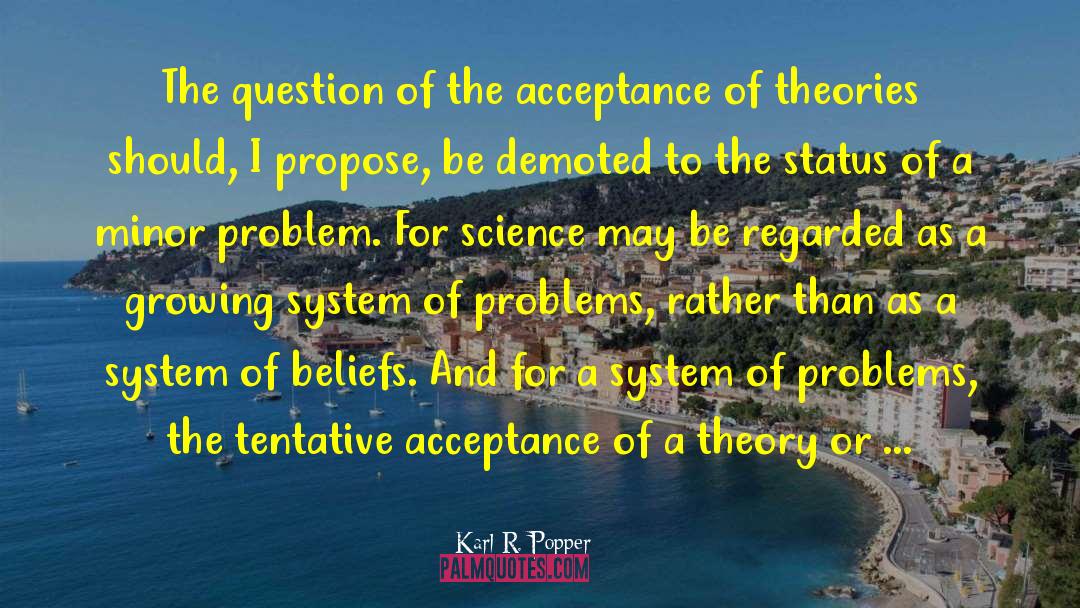 Karl R. Popper Quotes: The question of the acceptance