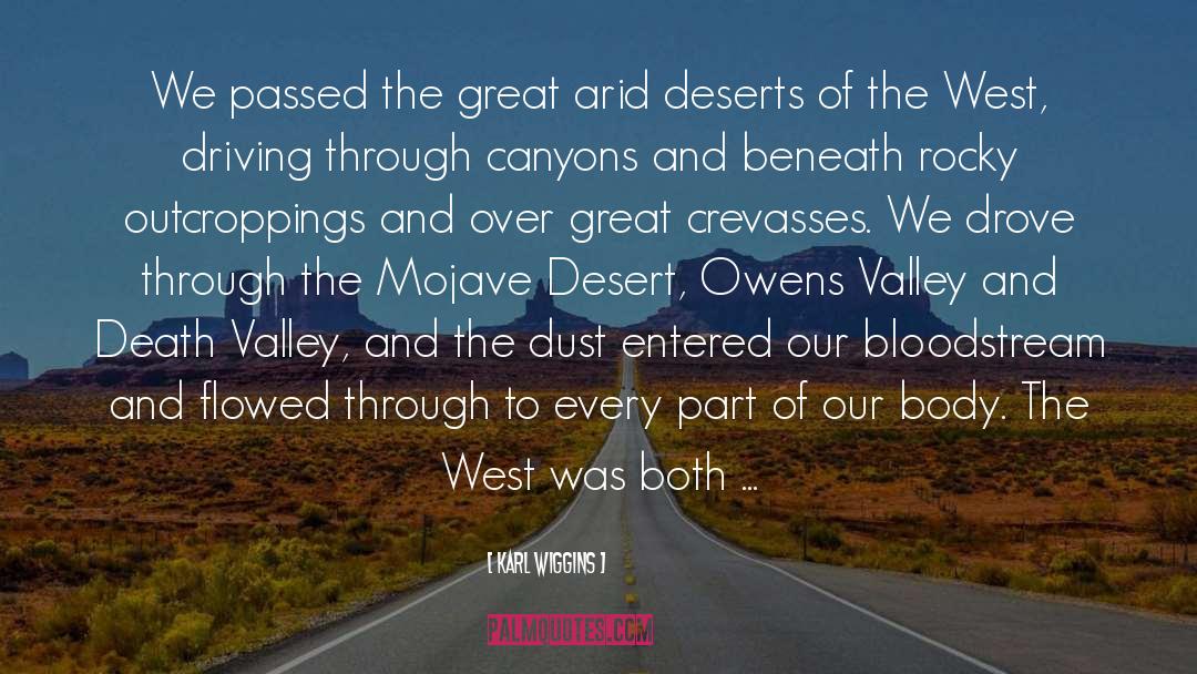 Karl Wiggins Quotes: We passed the great arid