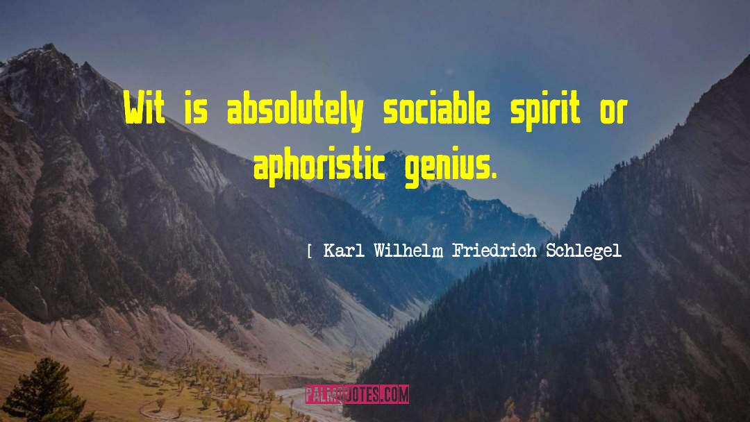 Karl Wilhelm Friedrich Schlegel Quotes: Wit is absolutely sociable spirit