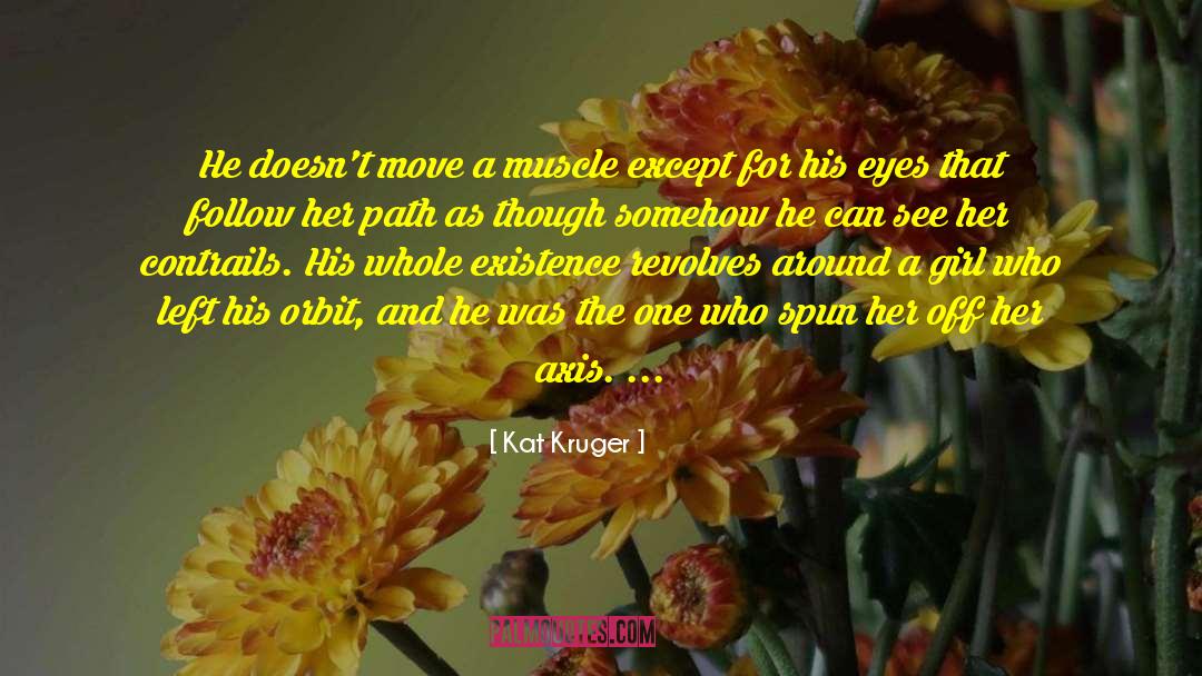 Kat Kruger Quotes: He doesn't move a muscle