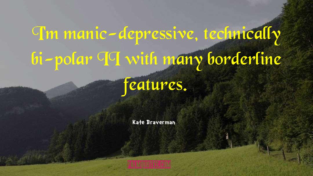 Kate Braverman Quotes: I'm manic-depressive, technically bi-polar II