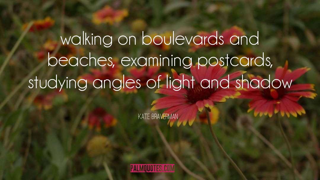 Kate Braverman Quotes: walking on boulevards and beaches,