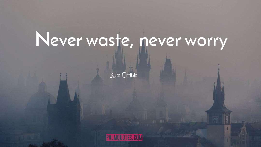 Kate Carlisle Quotes: Never waste, never worry