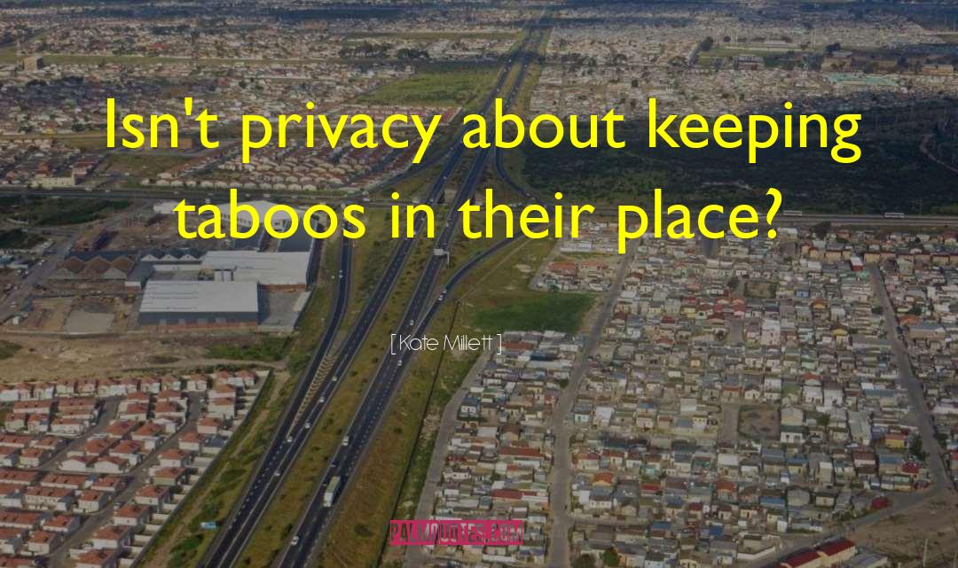 Kate Millett Quotes: Isn't privacy about keeping taboos