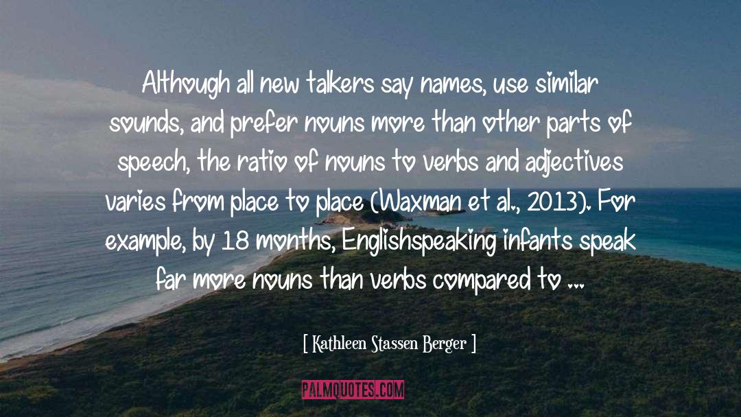 Kathleen Stassen Berger Quotes: Although all new talkers say