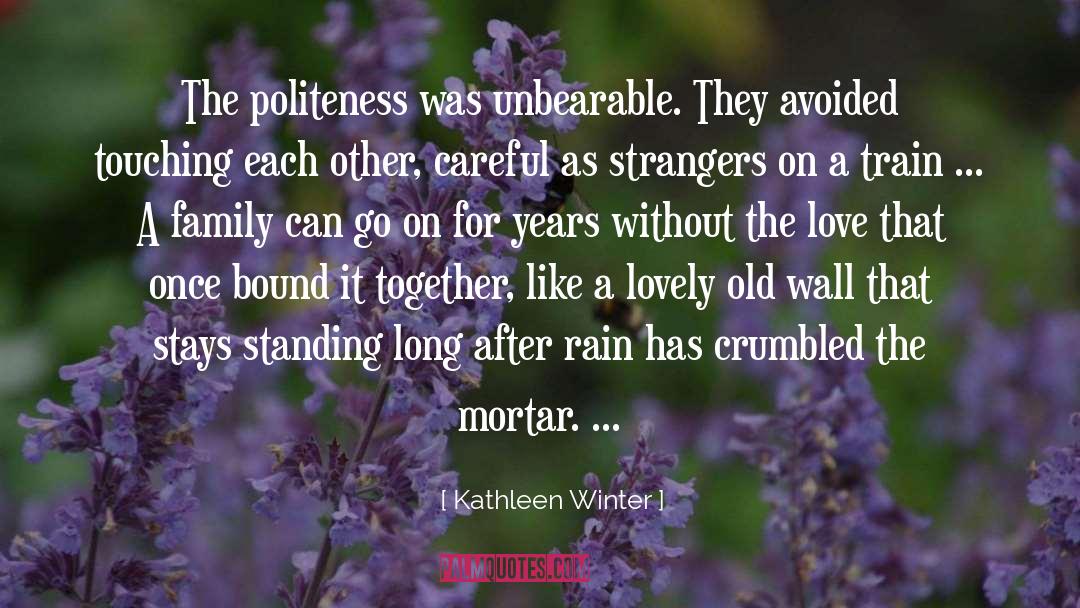 Kathleen Winter Quotes: The politeness was unbearable. They