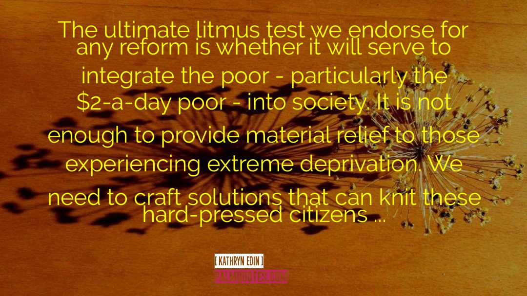 Kathryn Edin Quotes: The ultimate litmus test we