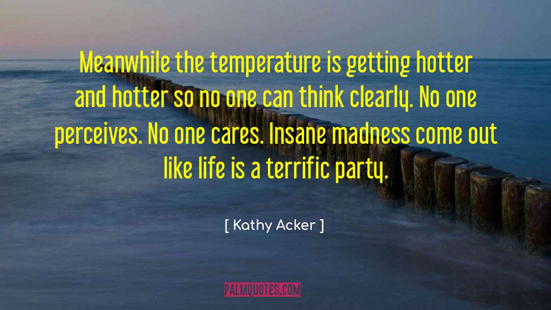 Kathy Acker Quotes: Meanwhile the temperature is getting