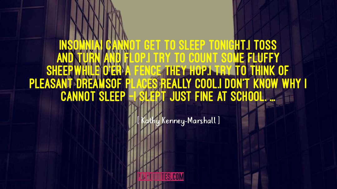 Kathy Kenney-Marshall Quotes: Insomnia<br>I cannot get to sleep