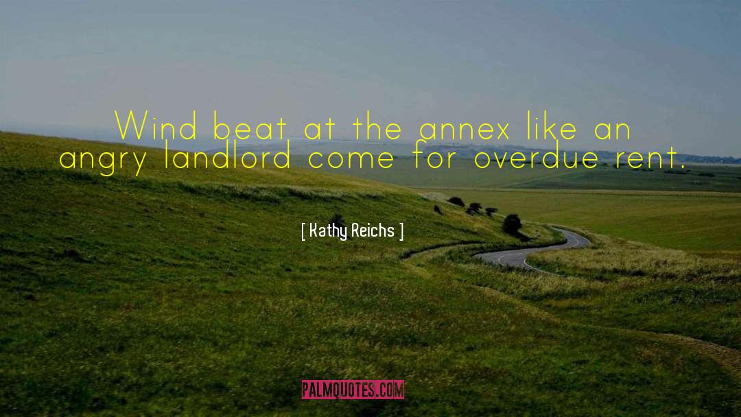 Kathy Reichs Quotes: Wind beat at the annex
