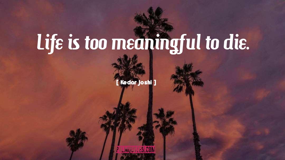 Kedar Joshi Quotes: Life is too meaningful to