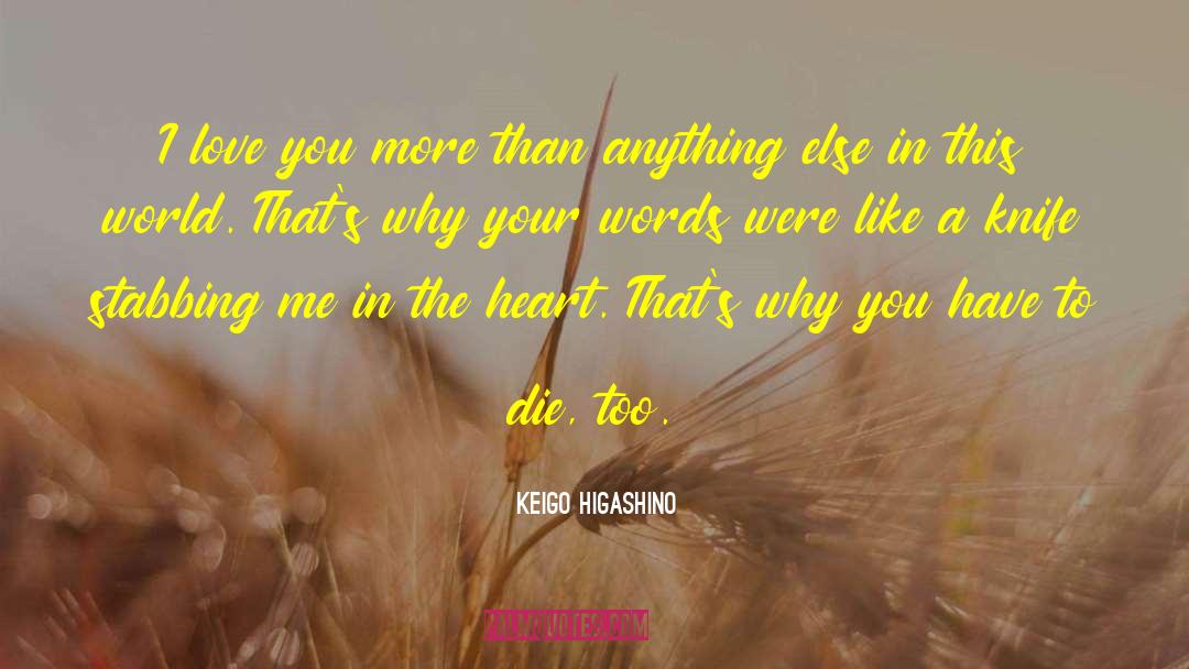 Keigo Higashino Quotes: I love you more than