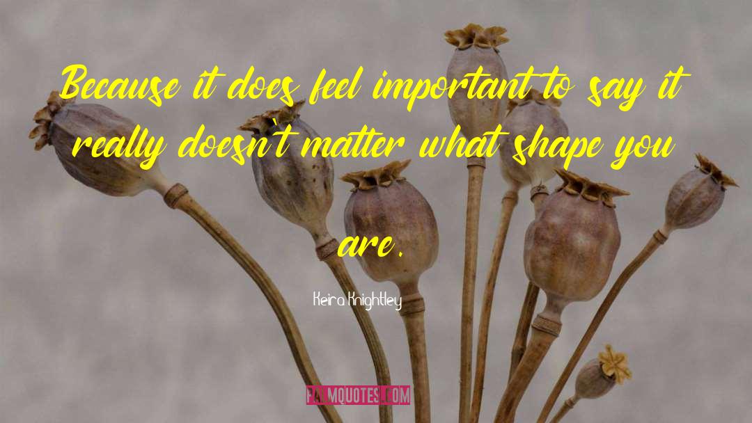 Keira Knightley Quotes: Because it does feel important