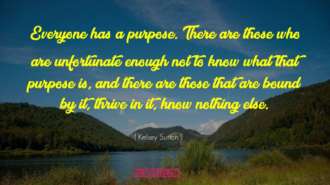 Kelsey Sutton Quotes: Everyone has a purpose. There