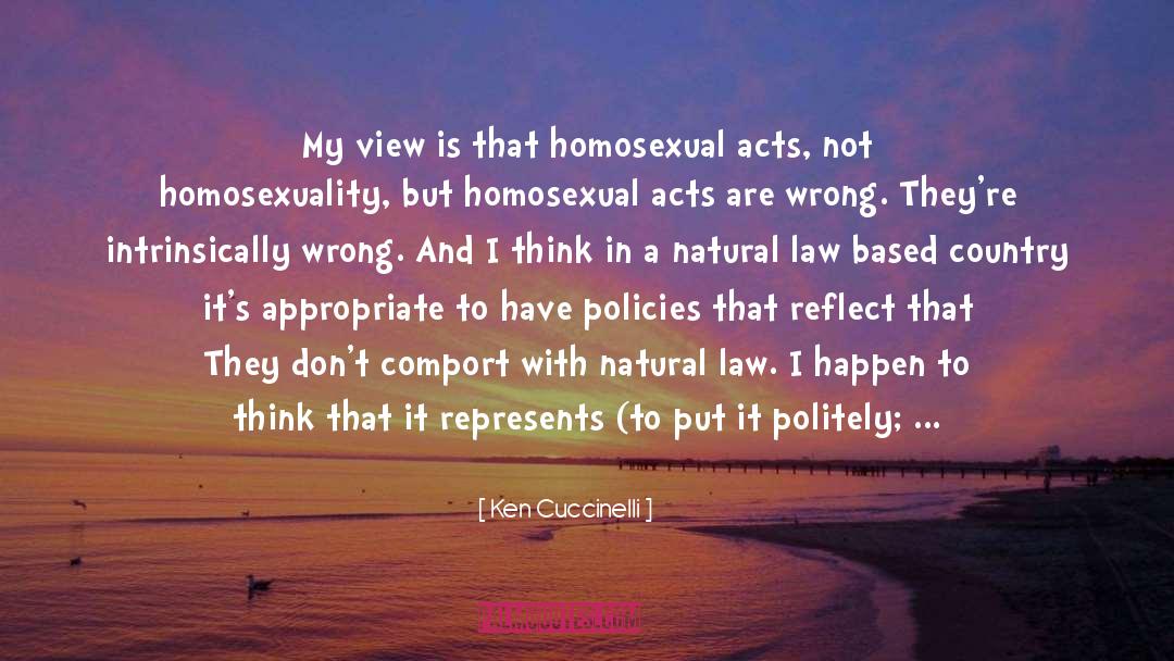 Ken Cuccinelli Quotes: My view is that homosexual