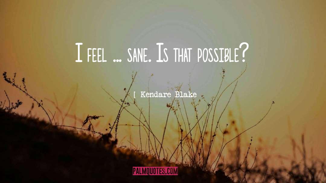 Kendare Blake Quotes: I feel … sane. Is