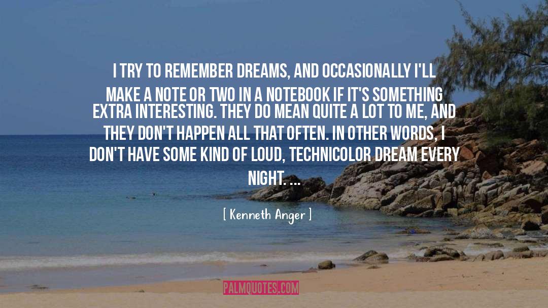 Kenneth Anger Quotes: I try to remember dreams,