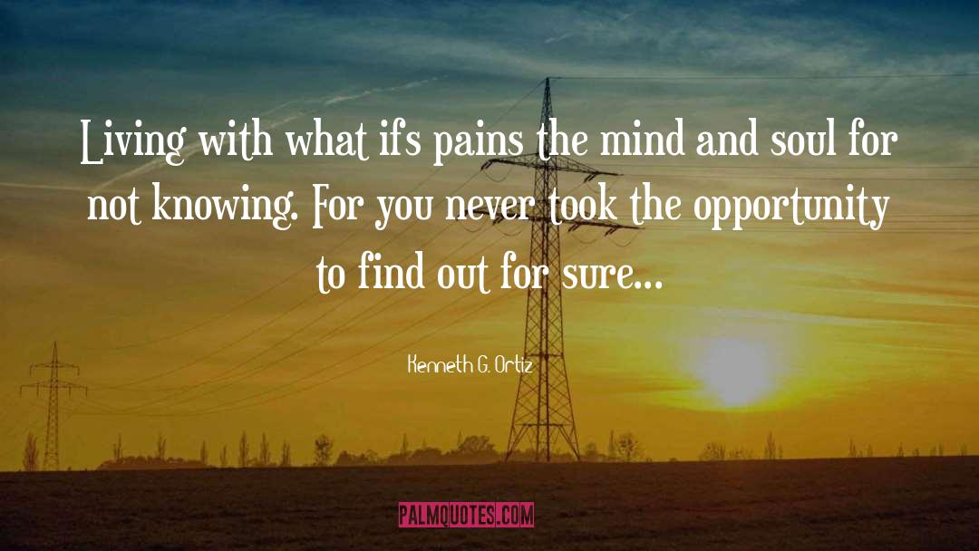 Kenneth G. Ortiz Quotes: Living with what ifs pains