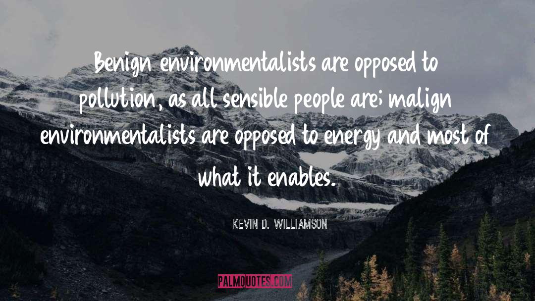 Kevin D. Williamson Quotes: Benign environmentalists are opposed to