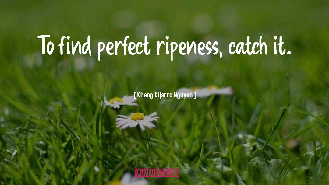 Khang Kijarro Nguyen Quotes: To find perfect ripeness, catch