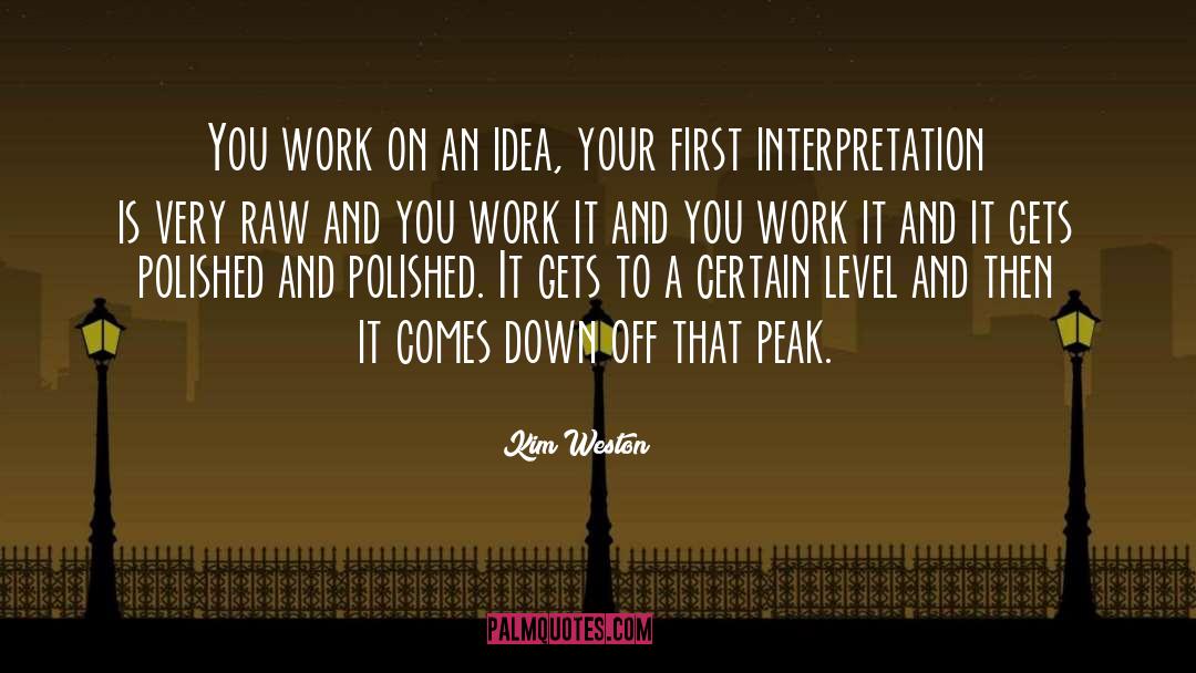 Kim Weston Quotes: You work on an idea,