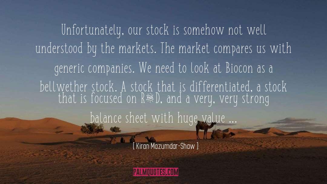 Kiran Mazumdar-Shaw Quotes: Unfortunately, our stock is somehow